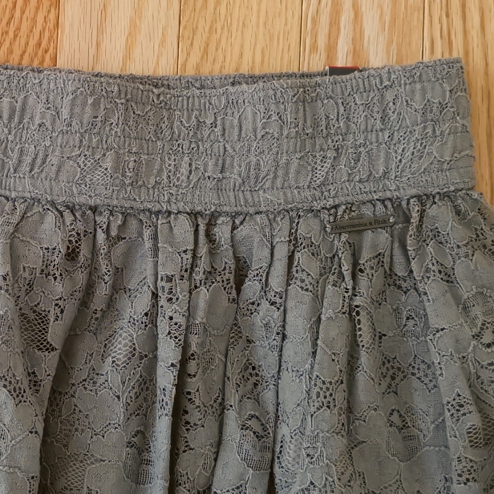 NWT Vintage Y2K Women Abercrombie & Fitch Lace Mini Skirt Preppy Premium Gray - Picture 3 of 5